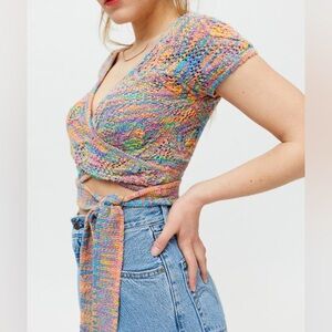 Urban Outfitters Edith Cropped Wrap Sweater